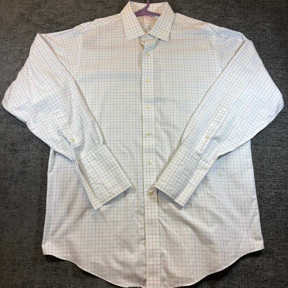 Brooks Brothers Mens 16.5 35 White Multi Tattersall French Cuff Dress Shirt